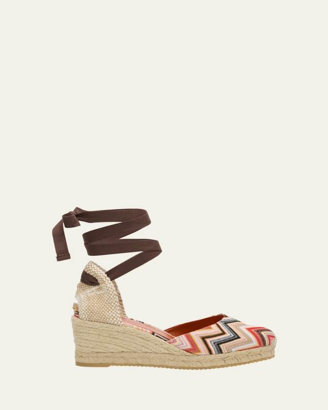 Raschel Ankle-Tie Wedge Espadrilles